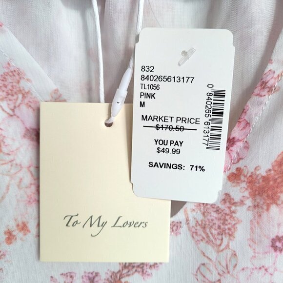 NWT To My Lovers Pink Floral Boho Sheer Puff Sleeves Peasant Top - Picture 7 of 12